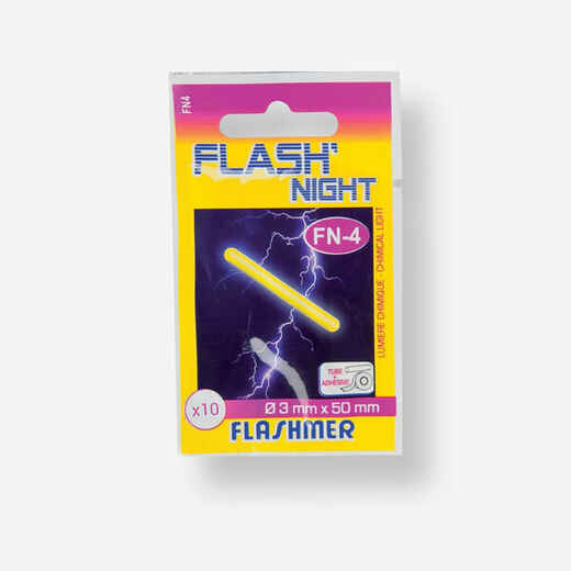 
      10 FLASH NIGHT T4 3x50mm sea fishing glow sticks
  